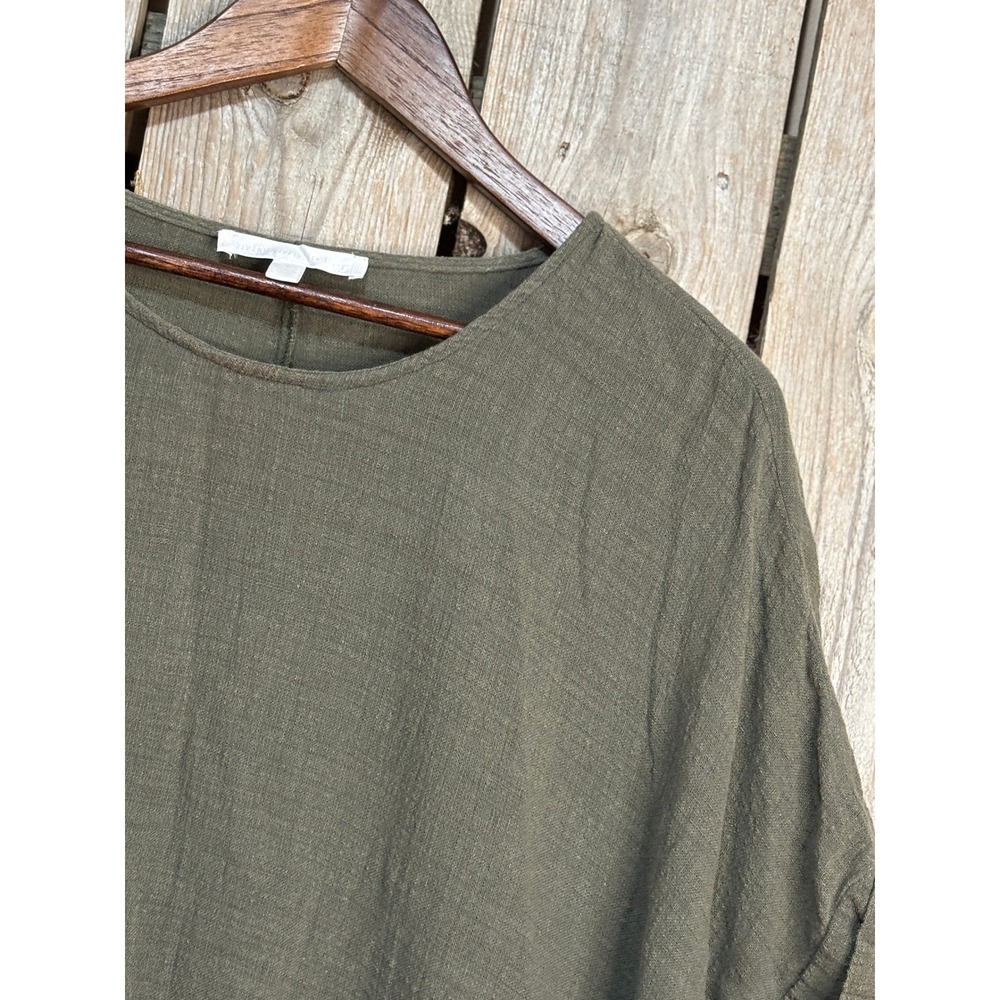 Adyson Parker Olive Green Cotton Gauze Peplum Top ACW0057M12 Short Sleeve Small - Picture 2 of 7
